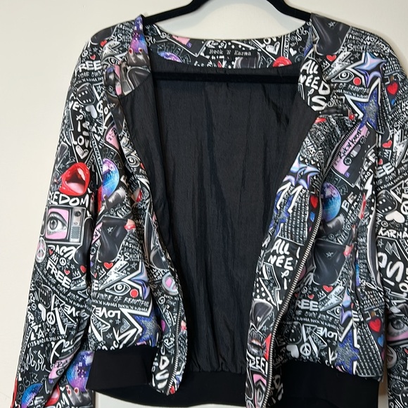 Rock N Karma Bomber Moto Jacket Bedazzled L - Picture 7 of 17